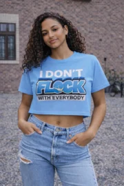 Women’s Pink I Don’t Flock With Everybody Crop Top - Image 3