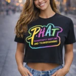 P.H.A.T Persistently Hustling and Transforming Black Graphic T Shirt for Men and Women