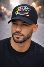 P.H.A.T Persistently Hustling and Transforming Black Unisex Motivational Baseball Cap - Image 2