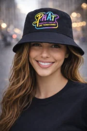 P.H.A.T Persistently Hustling and Transforming Black Unisex Bucket Hat - Image 2