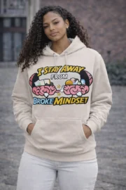 I Stay Away From Broke Mindset Blue Graphic Hoodie for Women - Image 2